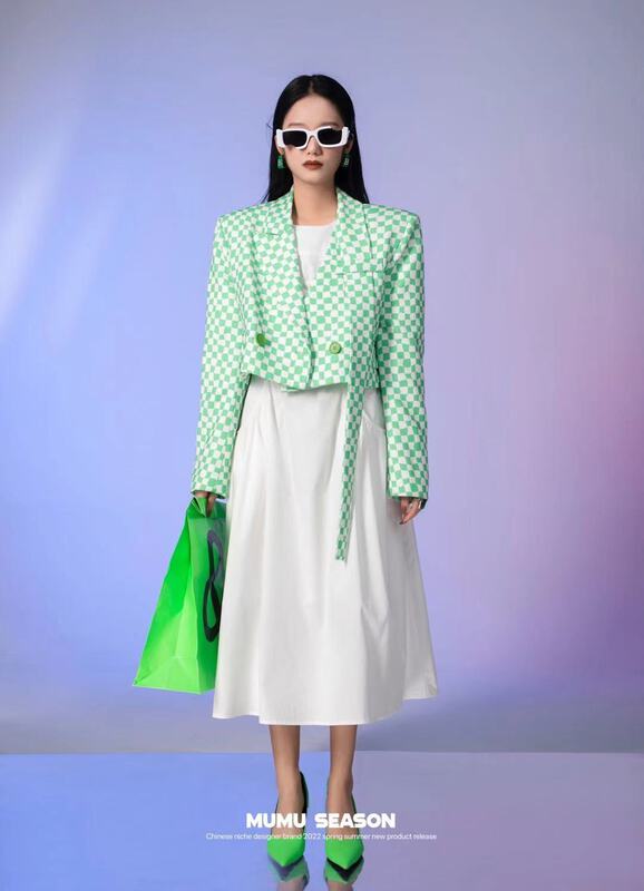 New year in early spring! [Mumu season] temperament checkered versatile suit ys1-9213# zxl