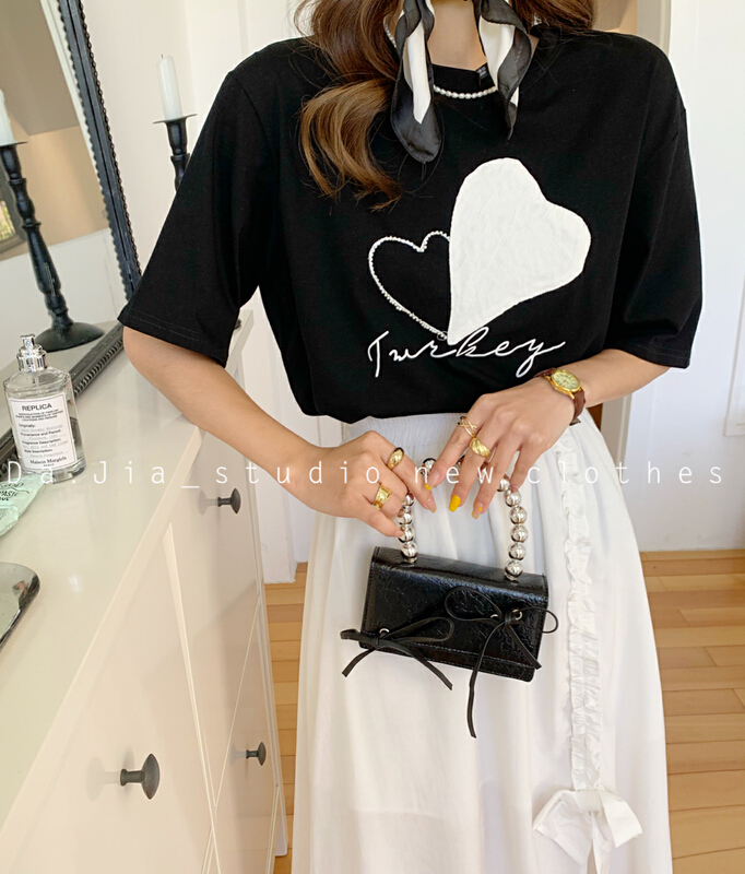 New in early summer! [Dajia] Korean loose love short sleeve T-shirt 22305# CLS