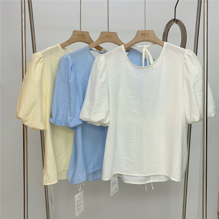 New in early summer! [Fanke Fanke] small crowd back hollowed out bandage shirt 32075# XJ