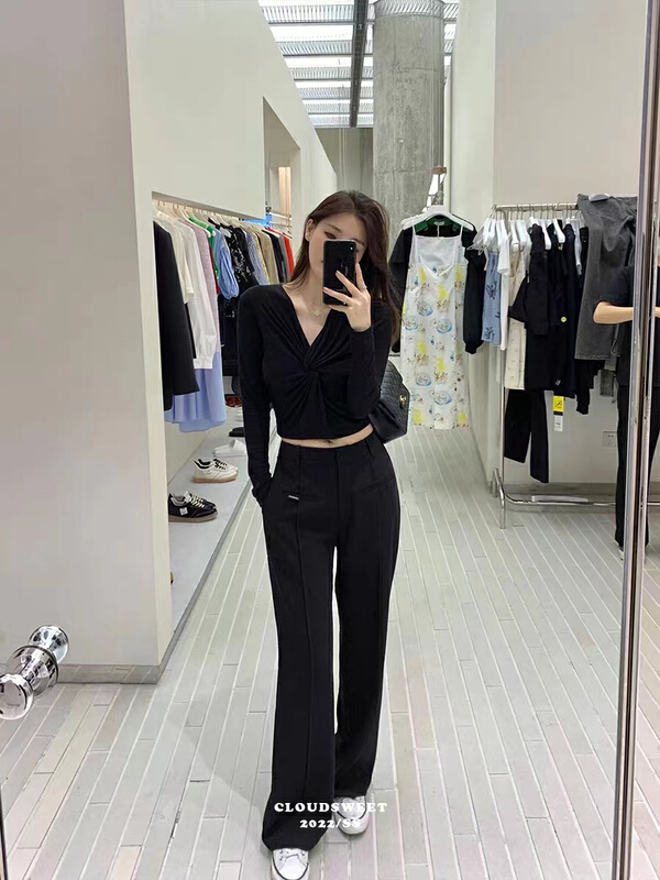 New year in early spring! [are studio] simple and versatile high waist loose straight pants 9637# WPL