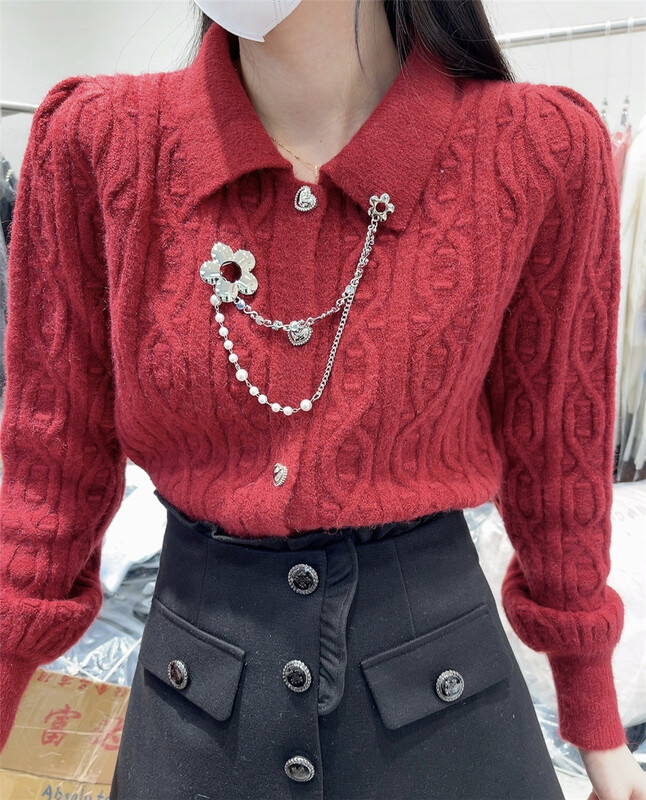 goods in stock! [top Chan Lin] small fragrance comfortable knitted cardigan (without Brooch) ys1-8280# cqw