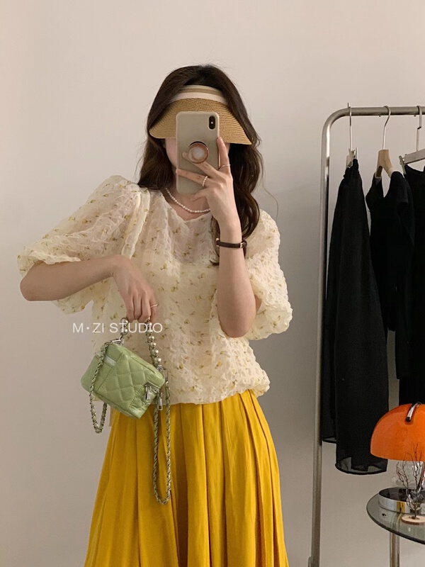 [m.zi studio] round neck age reducing floral blouse 5663# HBx