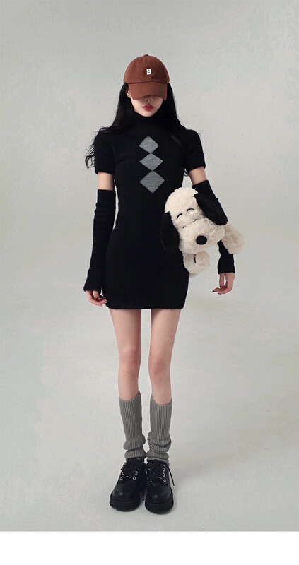 New year in early spring! [LML] high neck retro slim dress (with sleeves) l943# ozq
