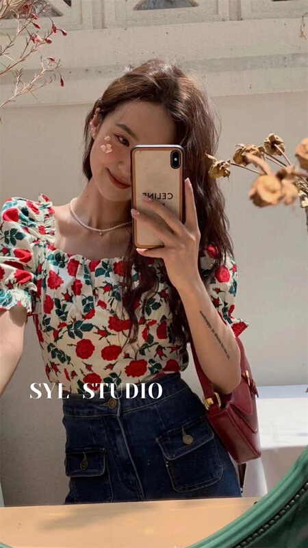 [SYL] floral short comfortable blouse 5177# L