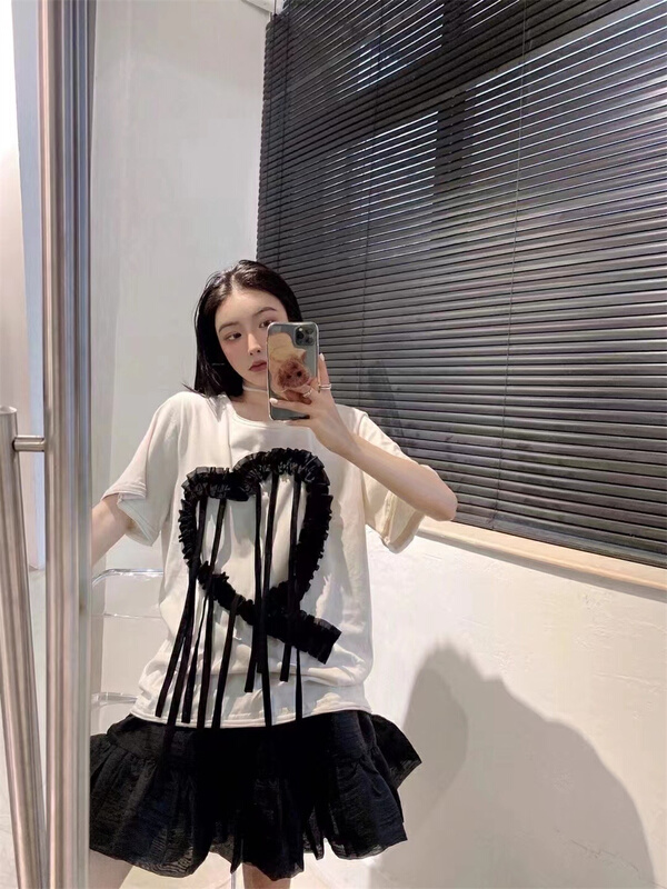 [big C studio] Korean love heavy industry design loose Pullover short sleeve T-shirt ys1-1082# PCZ