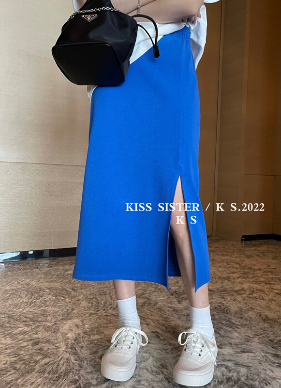 [kiss sister] Korean candy color split high waist slim skirt 9008# ozq