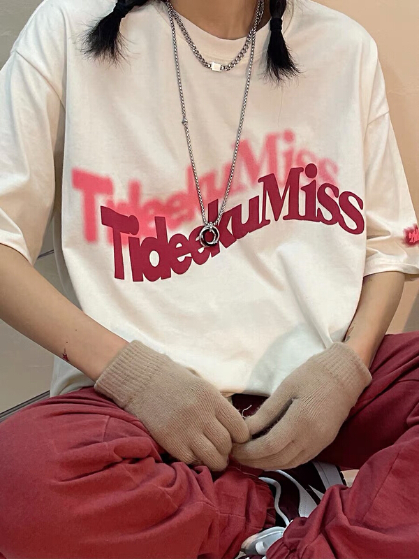goods in stock! [lab eeda] American retro simple fuzzy short sleeve T-shirt 2943# ozq