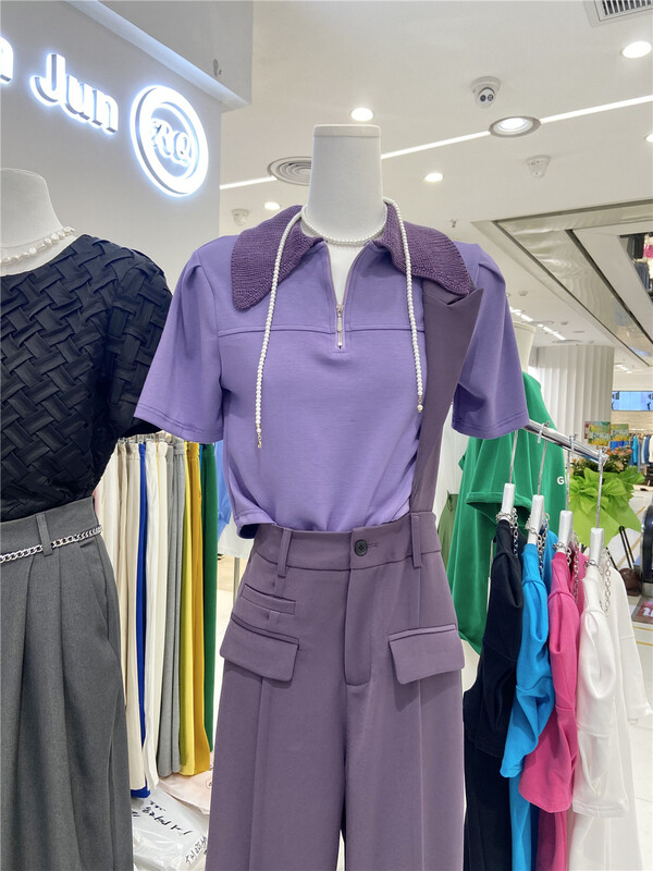 New year in early spring! [Jun Jun] Hanfeng personalized half zipper Lapel blouse 16830# CLS