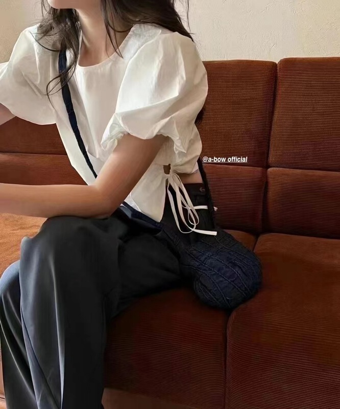 [a-bow studio] French Style Bubble Sleeve Shirt 15171# zjy
