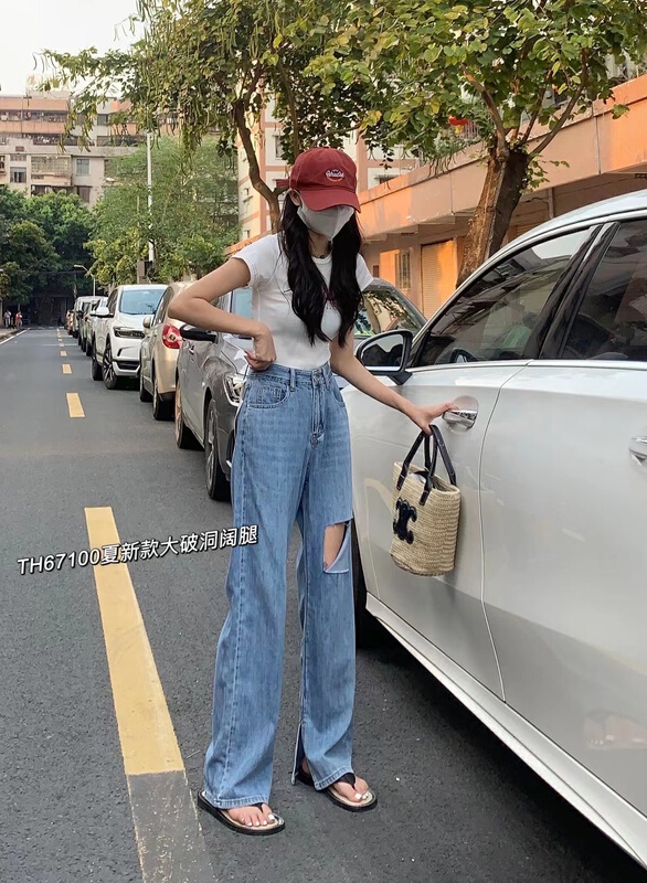 New in early summer! [T.H] Korean loose cut wide leg jeans 67100# LSW