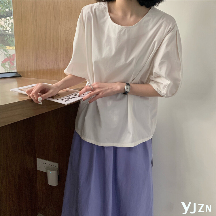 [within one circle] round neck Korean fashion shirt 8319# LSW