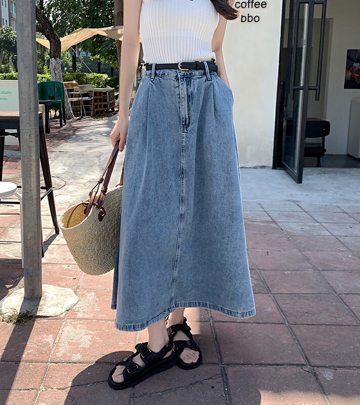 New in early summer! [four seasons] fashion simple and versatile denim skirt 8880# LSL