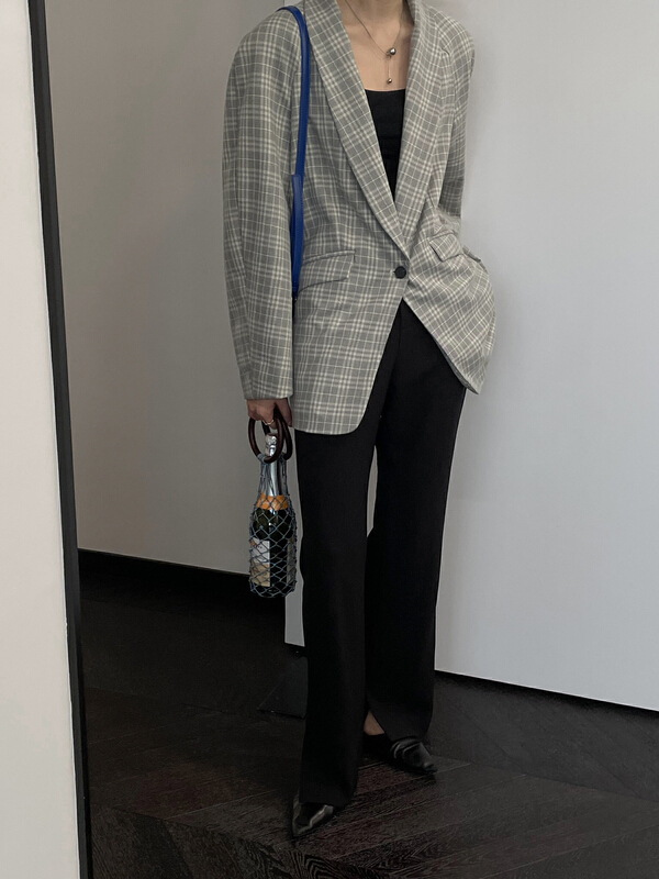New year in early spring! [Hello September] green fruit collar Plaid suit m2284# CLS