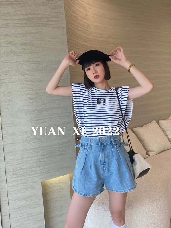 [Yuanxi] versatile loose striped vest / sling 820# LSL