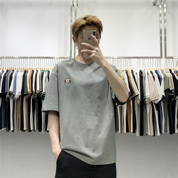 New in early summer! [wild club] round neck loose embroidery short sleeve T-shirt c30016# ZZL