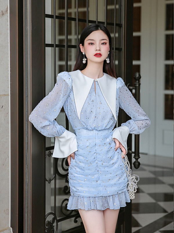 [pepper] Lapel design fashion dress 1245# ozq