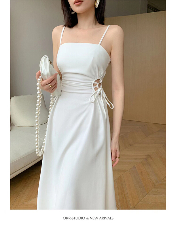 New in early summer! [top] hollow out lace up waist leakage suspender dress b33# ZSY