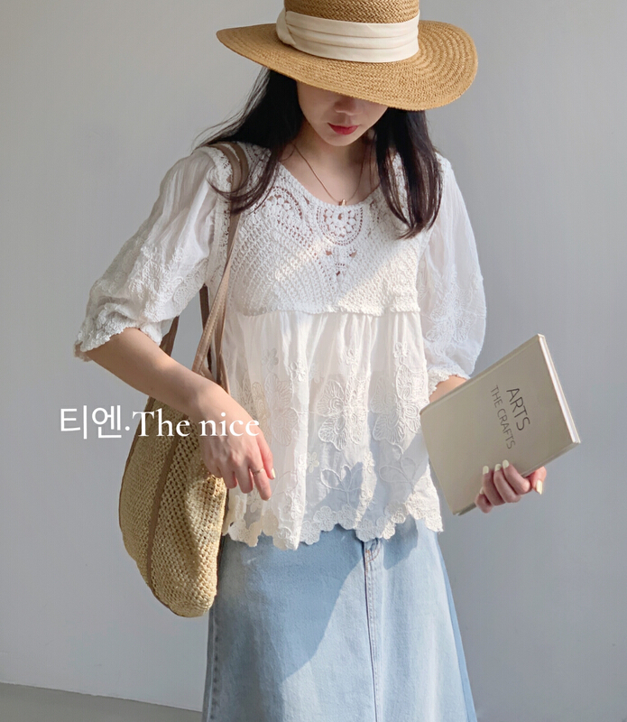 [the nice] Korean hook flower doll shirt 00239# hjy