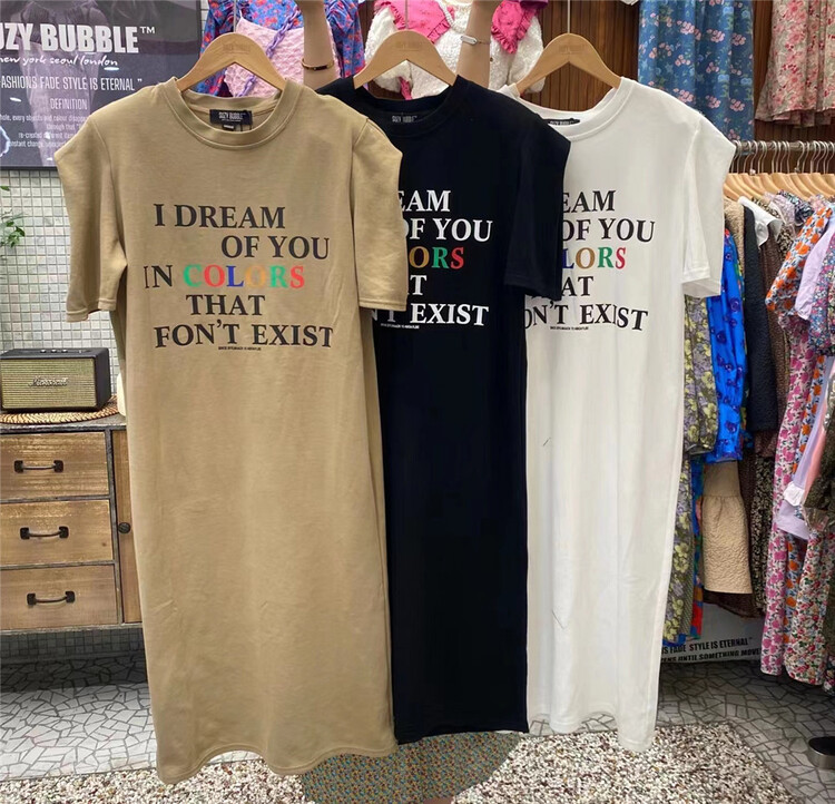 goods in stock! New in early summer! [N21] Korean loose bubble sleeve letter print dress 9955# WPL