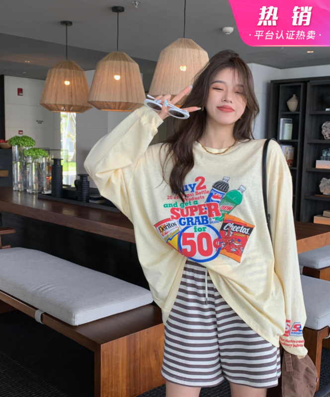 [11An] foam printed snowflake cotton long sleeved sunscreen shirt a6685# LSL