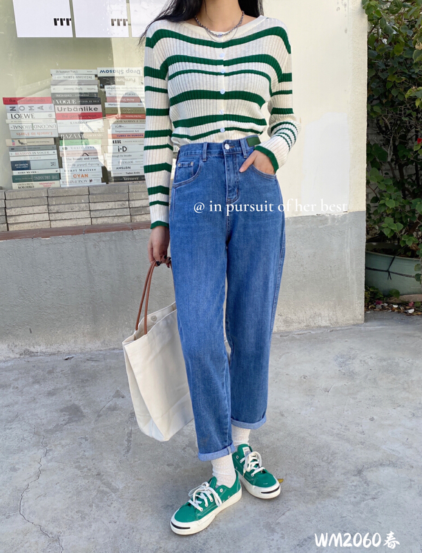 New year in early spring! [me] Korean elastic waist design Harlan jeans wm2060# CLS