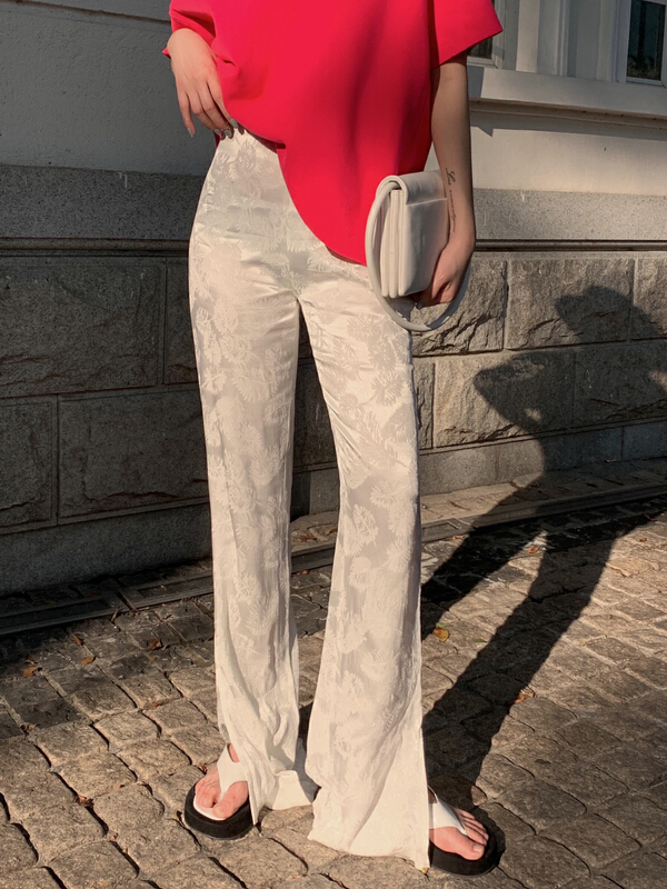 goods in stock! New year in early spring! [attitude] temperament national style jacquard slim casual pants aq4255# XYJ