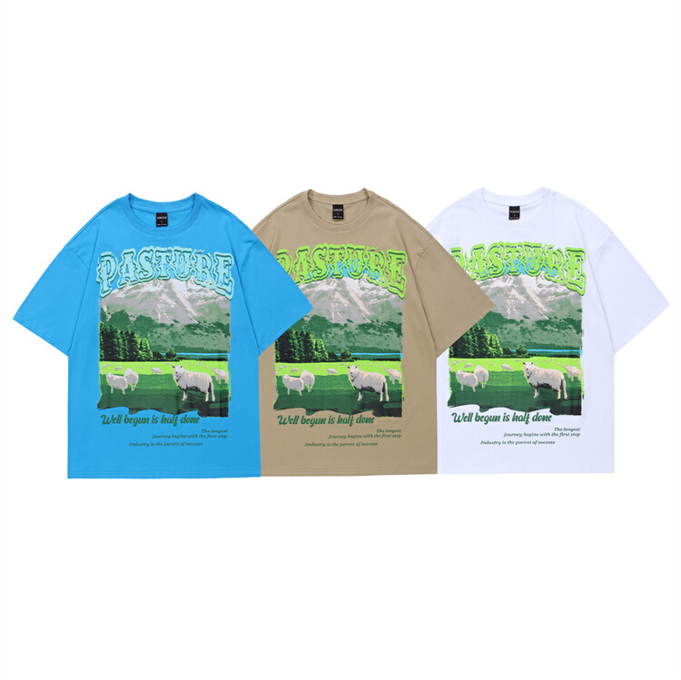 [vincede] minority design sheep versatile round neck short sleeve T-shirt xd1328# CSX