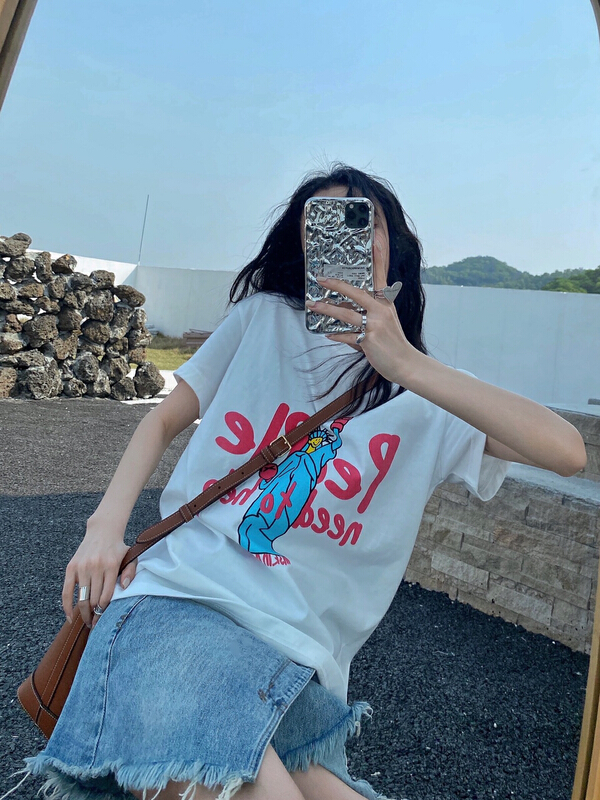 [Nancy] cartoon front and back printed Casual Short Sleeve T-shirt q6237# WPL