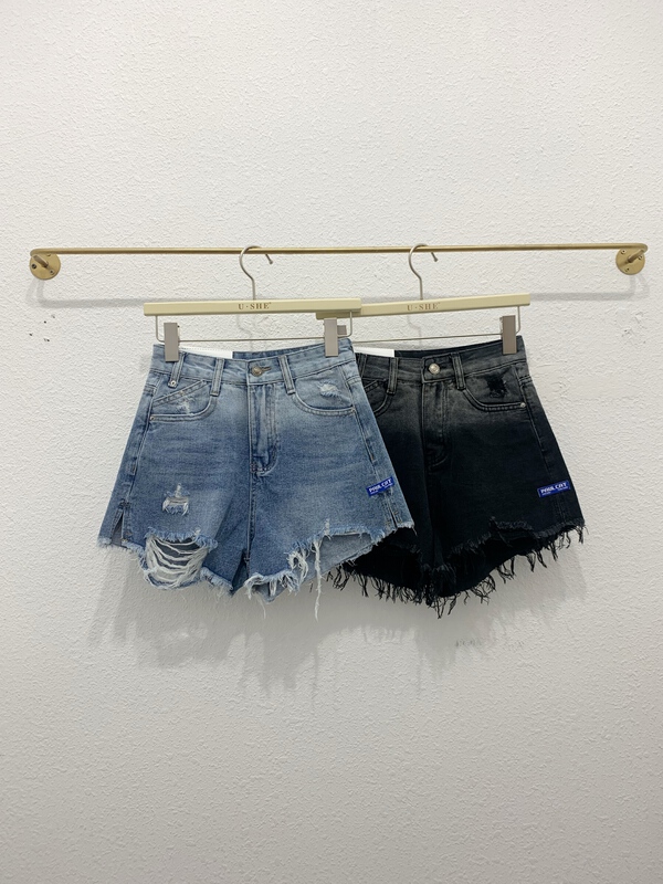 [u.she] Korean gradient design skinny denim shorts 6268# cqw