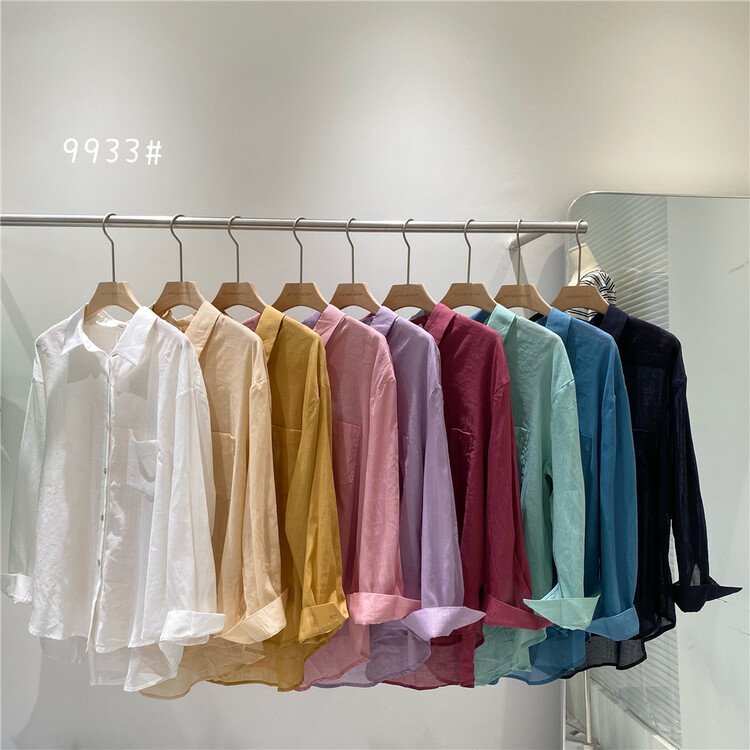 New in early summer! [fifth moon] Korean loose candy color versatile linen shirt 9933# CLS
