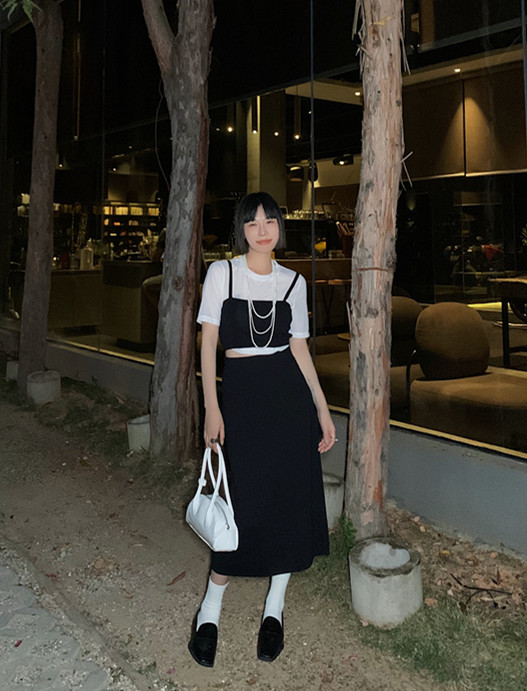 goods in stock! New in early summer! [DTU] T-shirt + suspender Vest + skirt three piece suit 32937# LSL