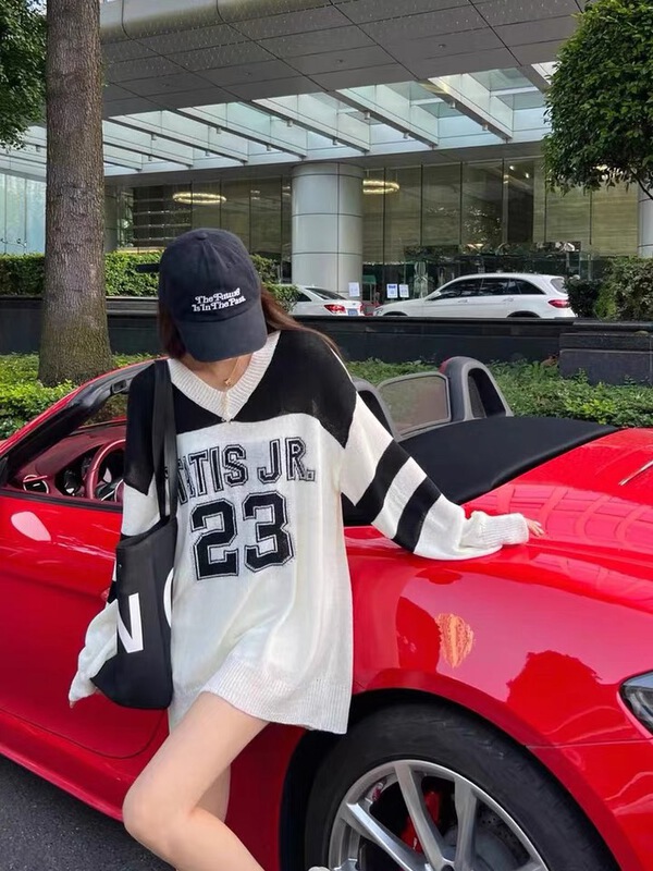 [fox] letter long sleeve versatile T-shirt 1823# WTT