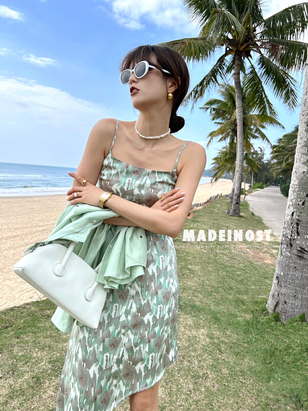 New year in early spring! [OSHA madeinost] irregular bevel design Vintage fancy suspender dress 86128# ll