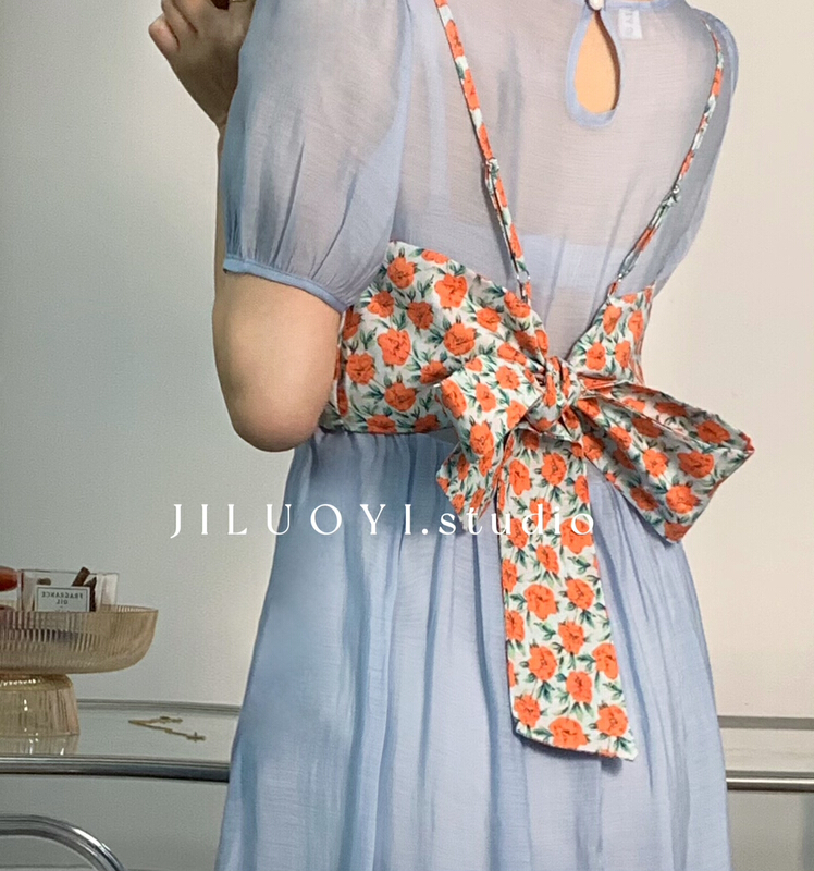 [Luoyi] round neck Pleated Dress (with vest) 9776# L