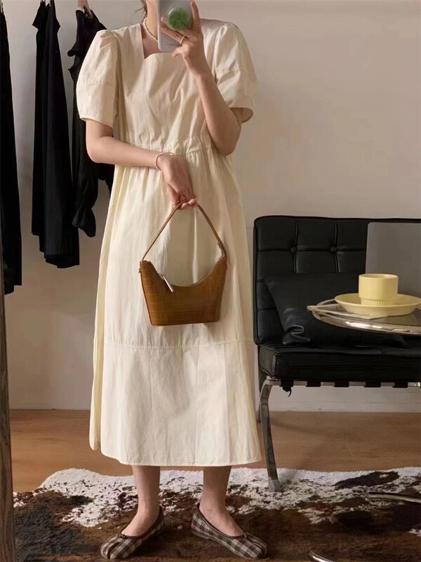 [malt] square neck slim dress 3109# XYJ