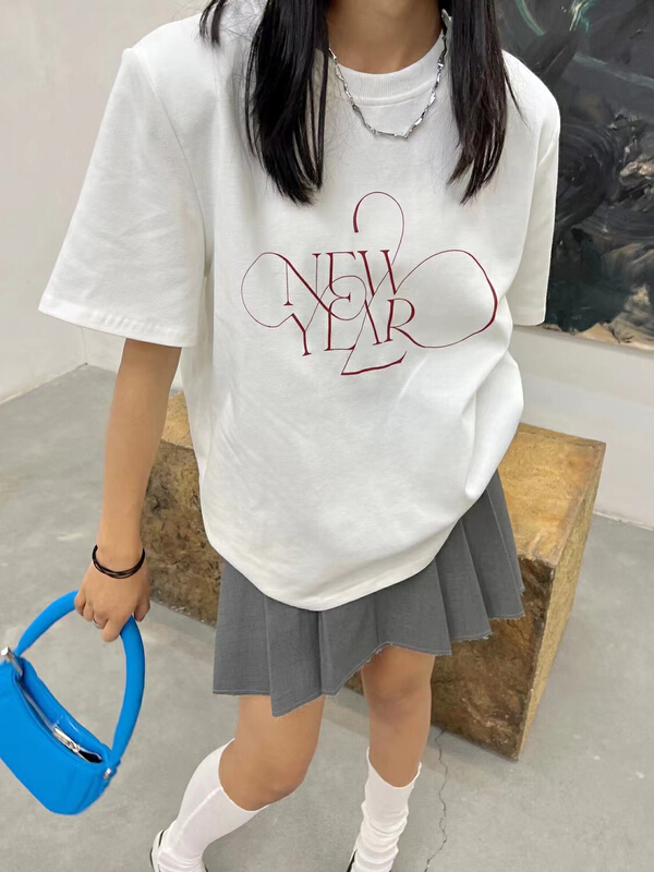 New in early summer! [Dore Dore] printed letters wide shoulder short sleeve T-shirt 1163# zxx