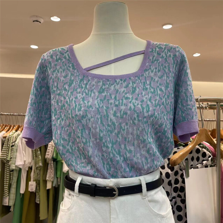 [Boran · Boran] color blocked square neck simple slim knit 22b7320\lsw