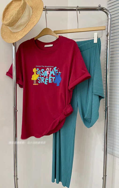 Seven colors! New in early summer! [rich Papa] Korean cartoon printed ins short sleeve T-shirt t256# zxx