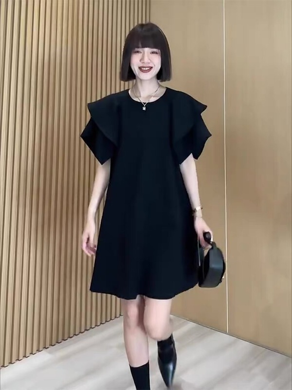 [yayirou] Korean style lotus leaf sleeve dress (dress only) 8918# zyh