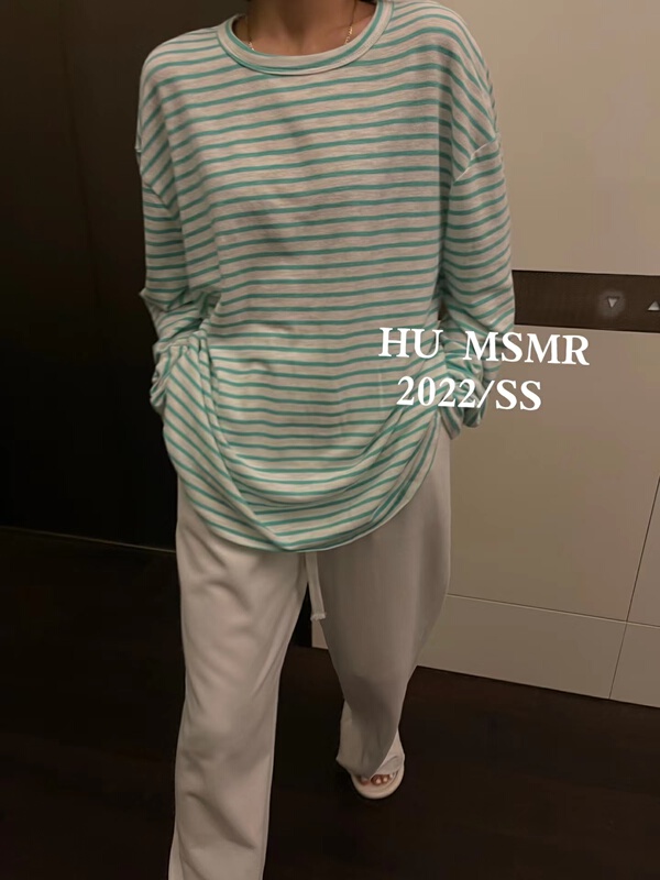 早春上新!【HU】圓領條紋休閒長袖T恤  YS1-5292#  ZYH