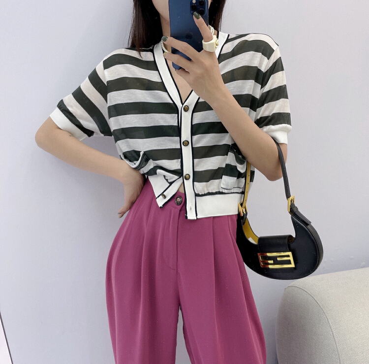 [Xi Xi] stripe versatile simple shirt 6108-1# ozq