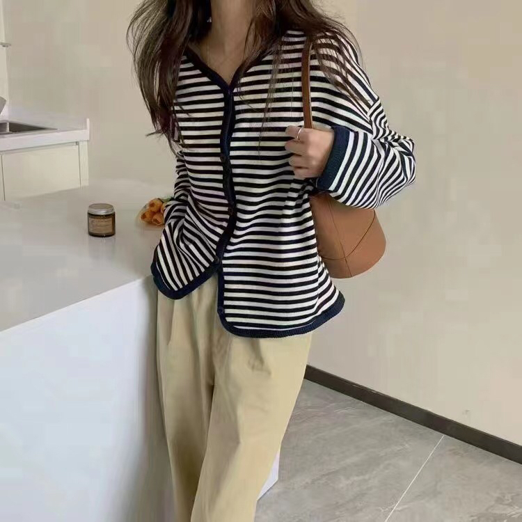 New products in early spring! 【8】 Korean classic casual stripe unlocking blouse ys1-9185# XYY