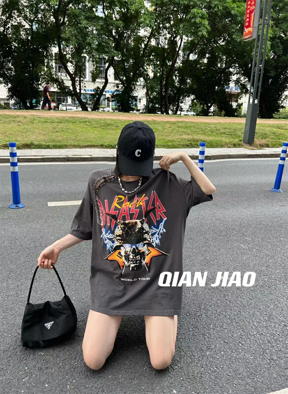 [QIANJIAO] design pin tide brand short sleeve T-shirt 6873# PCZ