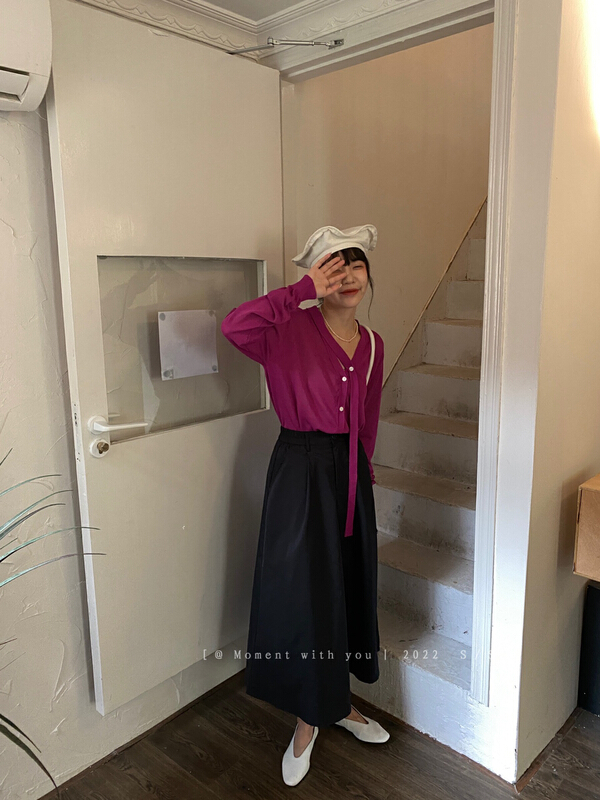 [moment with you] Korean slim fit and versatile knitted cardigan 2m107# LSW