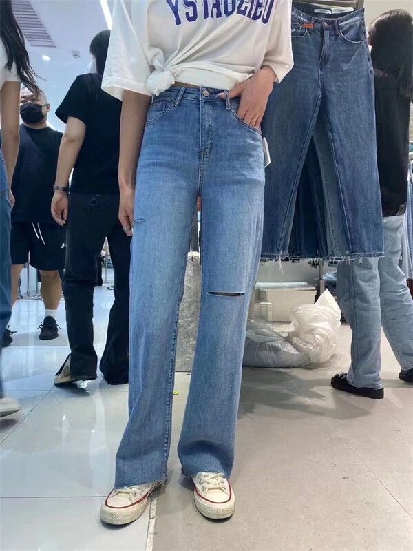[buyer Yan Xuan Dai Jia'er] Korean casual hole design jeans f90855# Cl