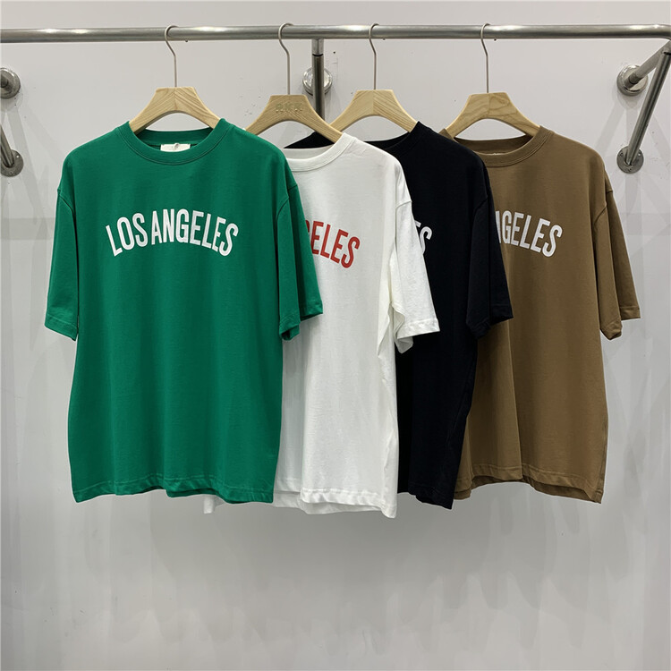 [RKK] crew neck loose letter printed short sleeve T-shirt t261# ZZL