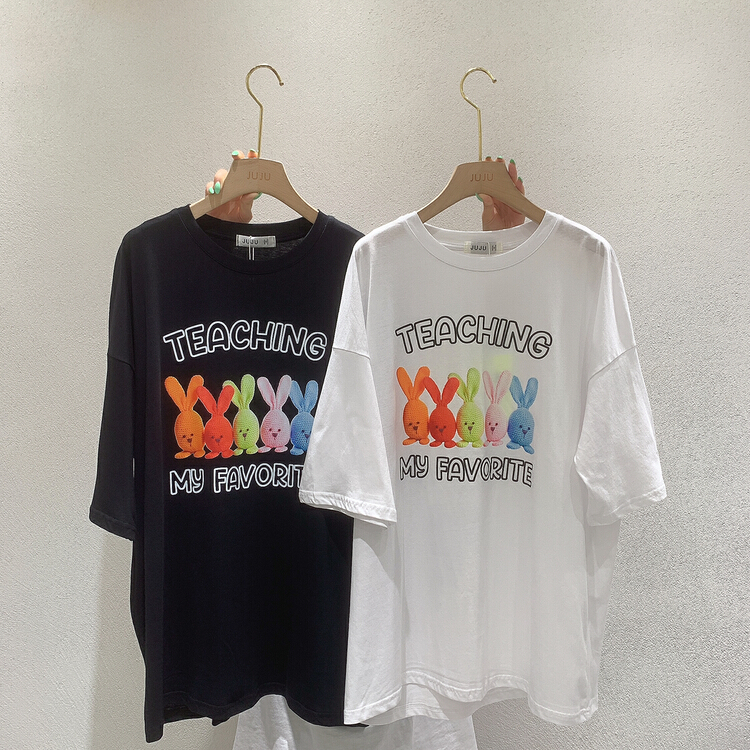 Printed rabbit short sleeve T-shirt