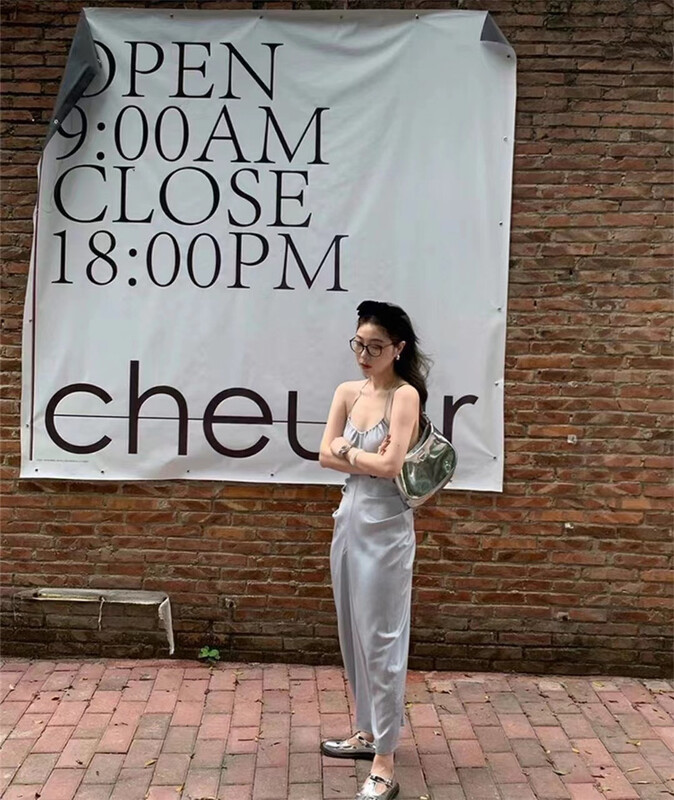 [half plain] celebrity style temperament hanging neck sleeveless dress 850-2# zjy