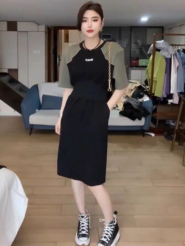 goods in stock! New in early summer! [yayirou] color blocking Korean fashion thin dress 8061# zyh