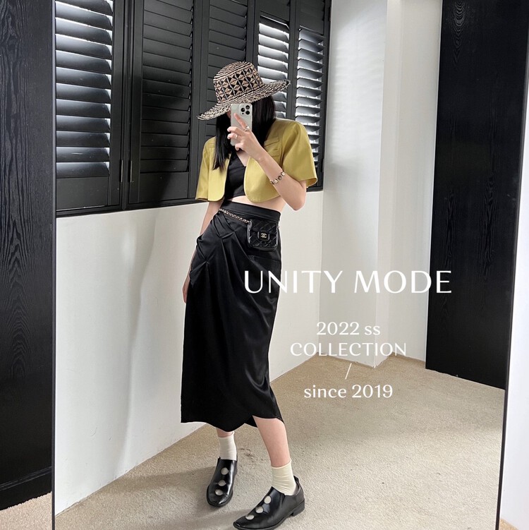 初夏上新!【UNITY】法式優雅不規則壓褶小眾設計包臀半身裙  6369#  CQW